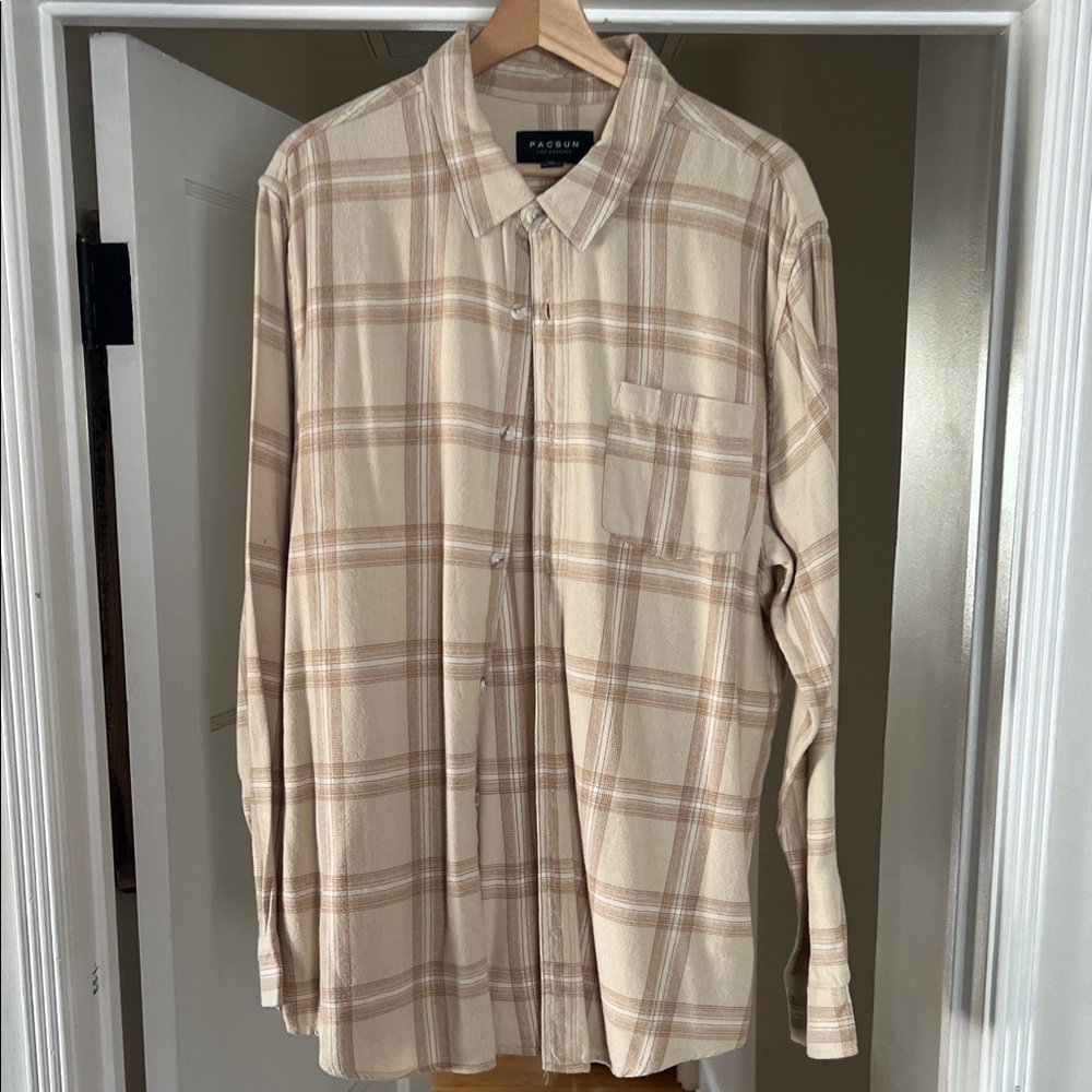 PacSun Tan Plaid Casual Shirt